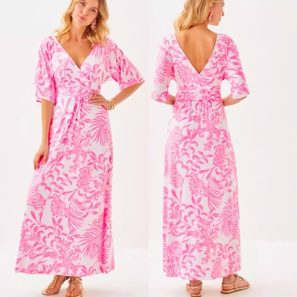 Lilly Pulitzer Pink and White Parigi Maxi Dress NWT - Picture 3 of 3